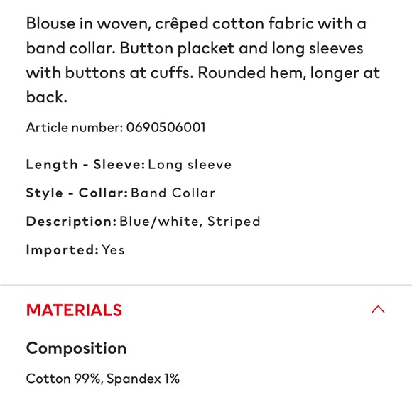 👽3/$30 SALE👽 H&M Striped Long Sleeve Blouse Size 12 - Picture 6 of 6